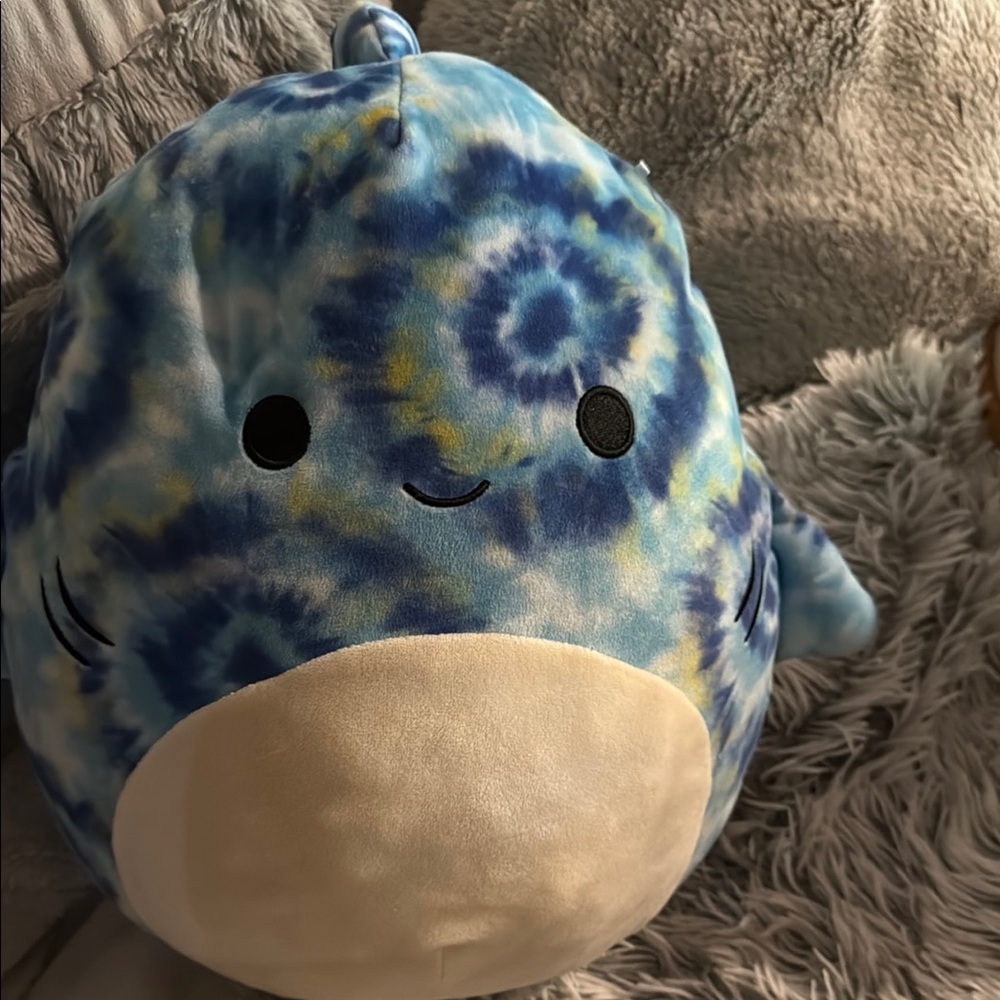 Blue Tie-Dye Plush Shark Toy